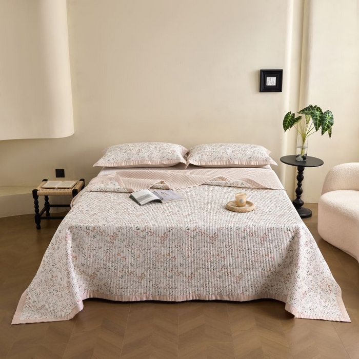 91家纺网 家纺一手货源 找家纺 黛舒家居2025新款天丝水洗印花夏被床盖三件套 吟禾暮