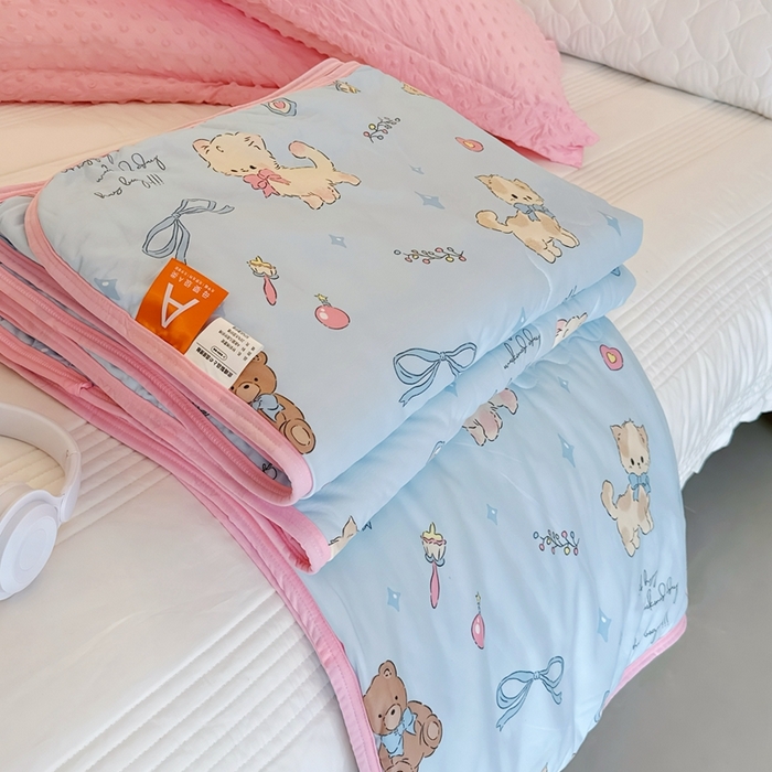 91家纺网 家纺一手货源 找家纺 （总）兜米  2025夏季A类针织棉夏凉被小清新卡通双面针织棉空调被子被芯