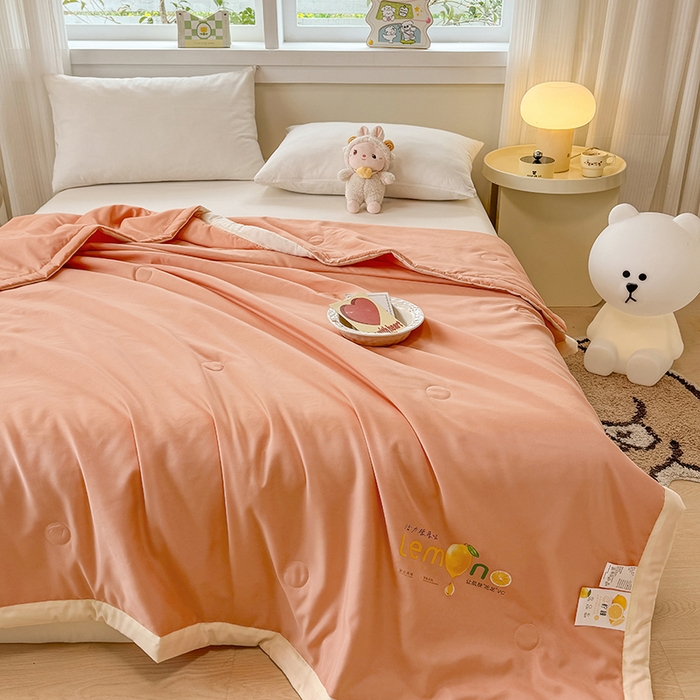 91家纺网 家纺一手货源 找家纺 帕芬鸟家纺 2025新款柠檬夏被 柠檬-橙