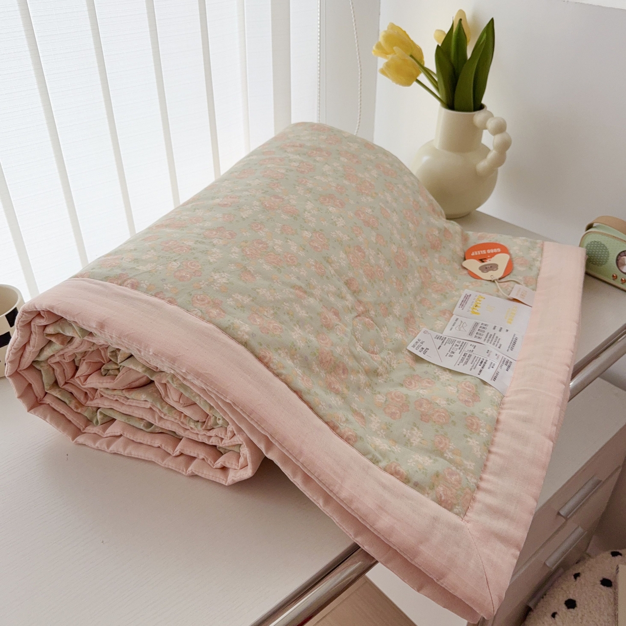 91家纺网 家纺一手货源 找家纺 于果 2025新款全棉双层纱夏被四件套 玫瑰故事