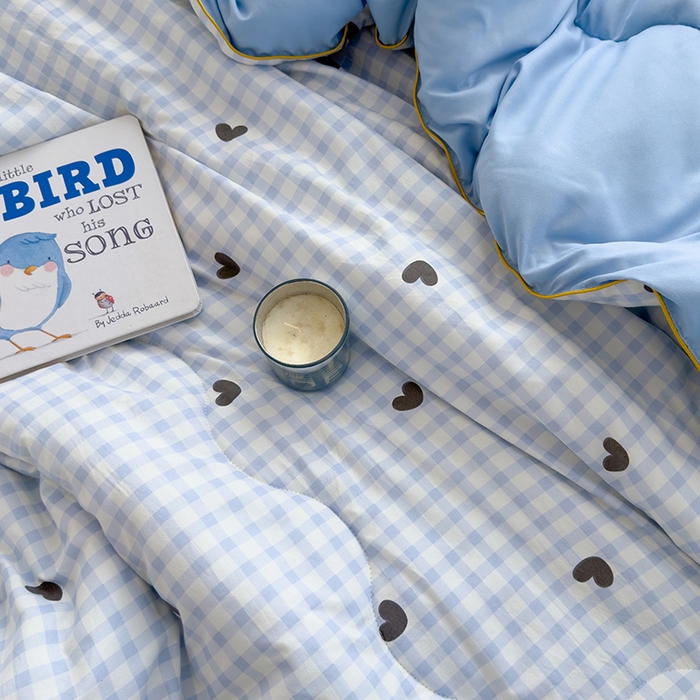 91家纺网 家纺一手货源 找家纺 美派工厂店2025新款水洗邹邹纱夏被 小幸运-蓝黑