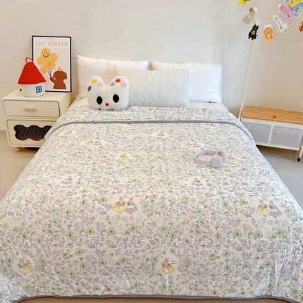 兜米  2025夏季A类针织棉夏凉被小清新卡通双面针织棉空调被子被芯 花园兔