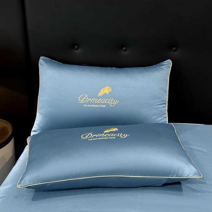 91家纺网 家纺一手货源 找家纺 牛牛家纺 2025新款水洗真丝刺绣夏被夏凉被空调被四件套 梦羽-宾利蓝