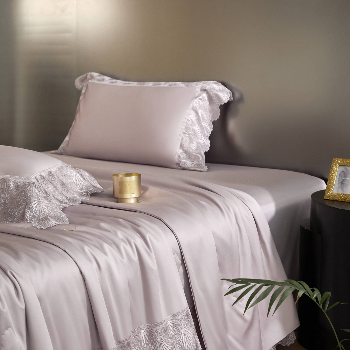 榻尚家居 2025春夏新款天丝棉蕾丝夏被夏凉被空调被床盖四件套-沐颜 沐颜 紫色