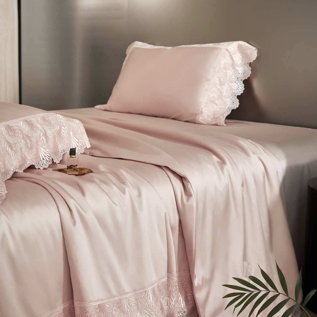 榻尚家居 2025春夏新款天丝棉蕾丝夏被夏凉被空调被床盖四件套-沐颜 沐颜 玉色