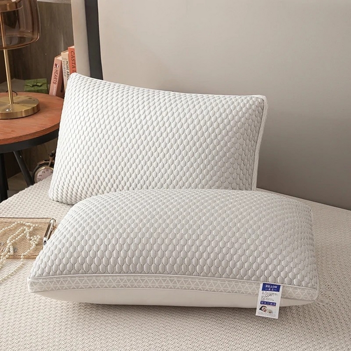 91家纺网 家纺一手货源 找家纺 卓昌枕芯 2025新款夏季凉感豆豆冰丝枕透气网边立体枕头枕芯 灰色