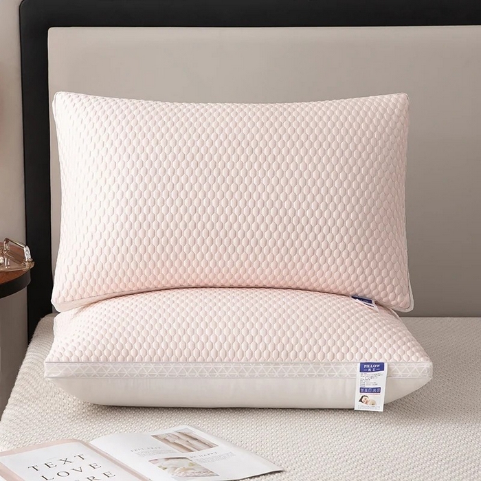 91家纺网 家纺一手货源 找家纺 卓昌枕芯 2025新款夏季凉感豆豆冰丝枕透气网边立体枕头枕芯 粉色