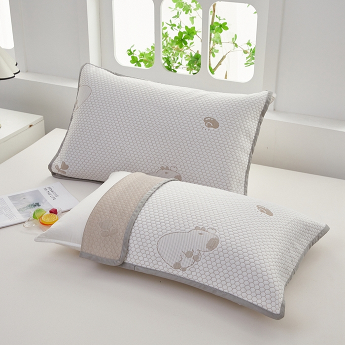 91家纺网 家纺一手货源 找家纺 （总）翎盈家纺 2025新款夏季卡通凉感冰豆豆枕巾可水洗枕头巾单枕巾