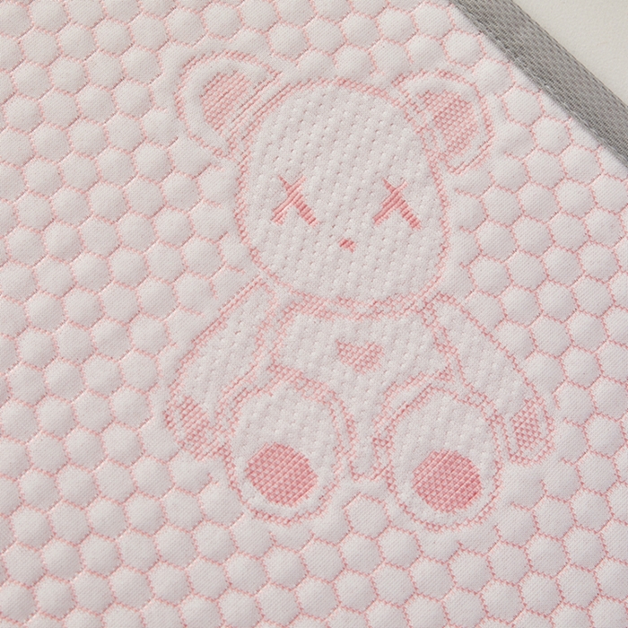 91家纺网 家纺一手货源 找家纺 翎盈家纺 2025新款夏季卡通凉感冰豆豆枕巾可水洗枕头巾单枕巾 小熊粉52x76cm/只