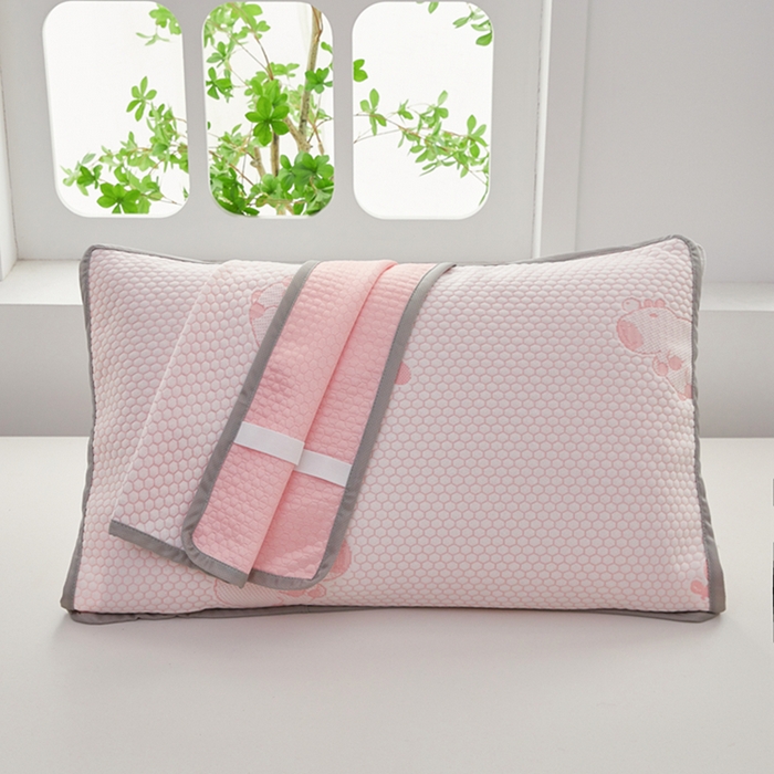 91家纺网 家纺一手货源 找家纺 翎盈家纺 2025新款夏季卡通凉感冰豆豆枕巾可水洗枕头巾单枕巾 卡皮巴拉粉52x76cm/对