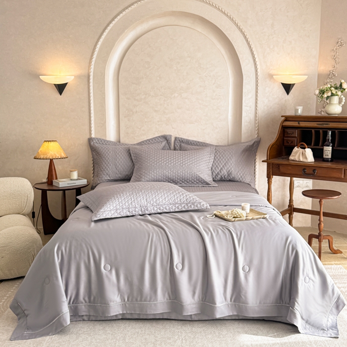 若未家居 LOVEWE HOUSE 2025新款莫代尔竹节床盖夏被四件套 灰色