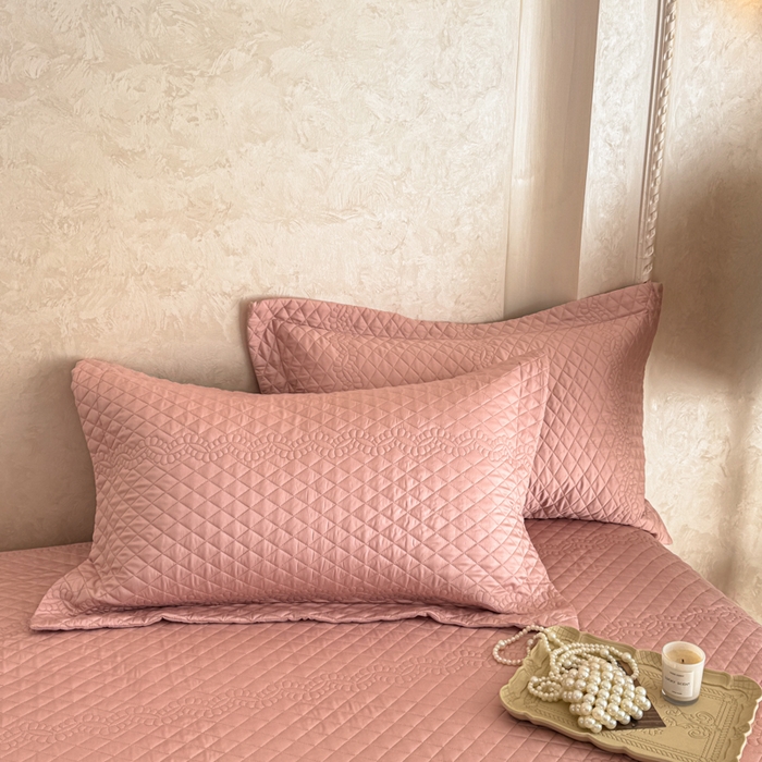 91家纺网 家纺一手货源 找家纺 若未家居 LOVEWE HOUSE 2025新款莫代尔竹节床盖夏被四件套 粉色