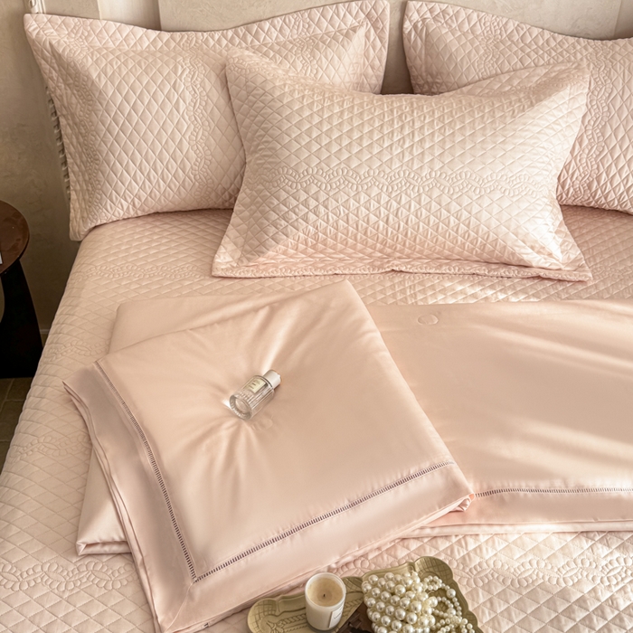 91家纺网 家纺一手货源 找家纺 若未家居 LOVEWE HOUSE 2025新款莫代尔竹节床盖夏被四件套 玉色