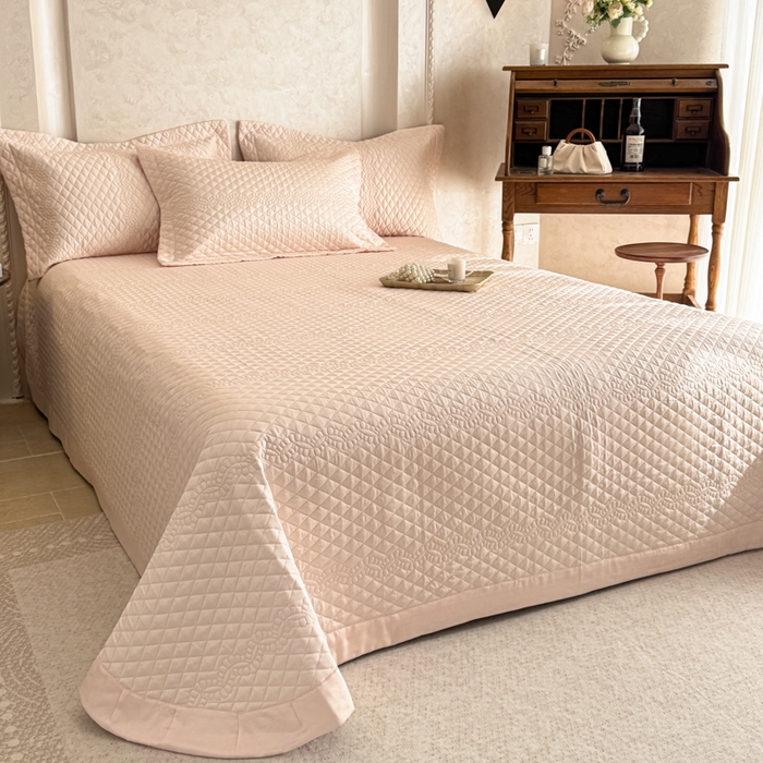 91家纺网 家纺一手货源 找家纺 若未家居 LOVEWE HOUSE 2025新款莫代尔竹节床盖夏被四件套 玉色