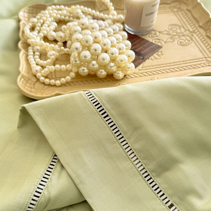 91家纺网 家纺一手货源 找家纺 若未家居 LOVEWE HOUSE 2025新款莫代尔竹节床盖夏被四件套 绿色