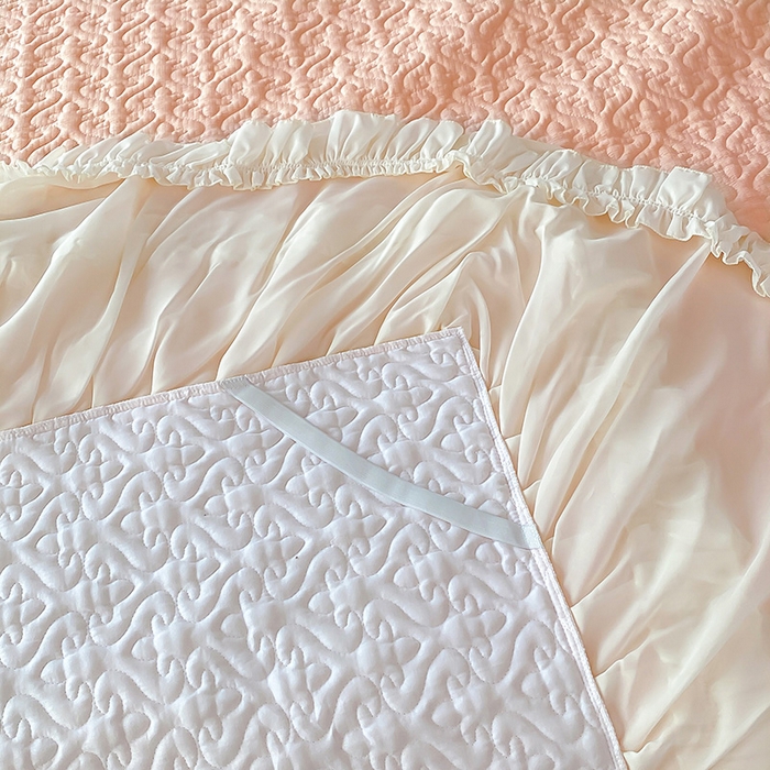 91家纺网 家纺一手货源 找家纺 花香四季家纺 2025新款法式夹棉绗缝床裙单件三件套蕾丝公主风-可可甜心 可可甜心-玉