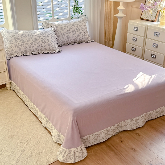 91家纺网 家纺一手货源 找家纺 韩约家纺 2025新款1皱皱纱花边夏被四件套 朝花夕拾