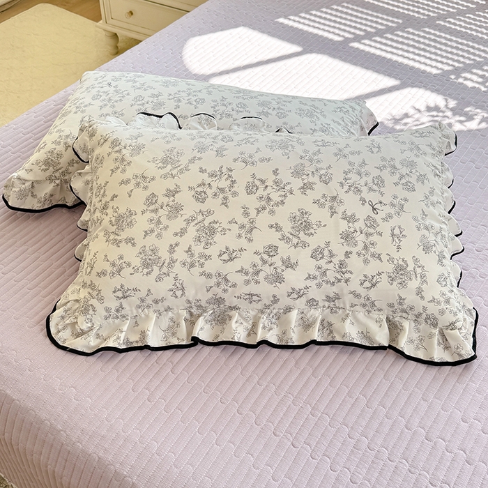 91家纺网 家纺一手货源 找家纺 韩约家纺 2025新款1皱皱纱花边夏被四件套 朝花夕拾