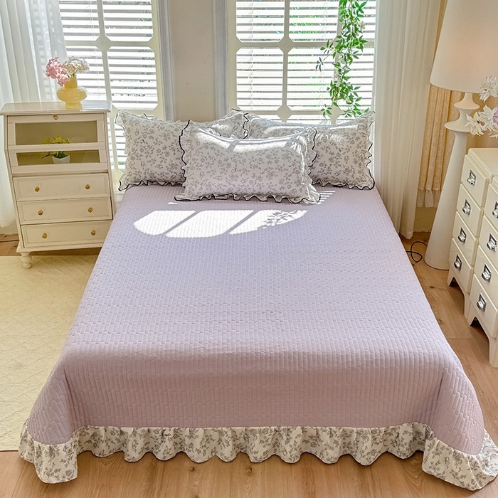 91家纺网 家纺一手货源 找家纺 韩约家纺 2025新款1皱皱纱花边夏被四件套 朝花夕拾