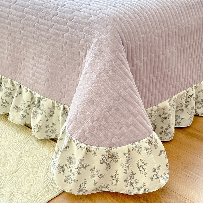 91家纺网 家纺一手货源 找家纺 韩约家纺 2025新款1皱皱纱花边夏被四件套 朝花夕拾