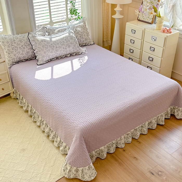 91家纺网 家纺一手货源 找家纺 韩约家纺 2025新款1皱皱纱花边夏被四件套 朝花夕拾