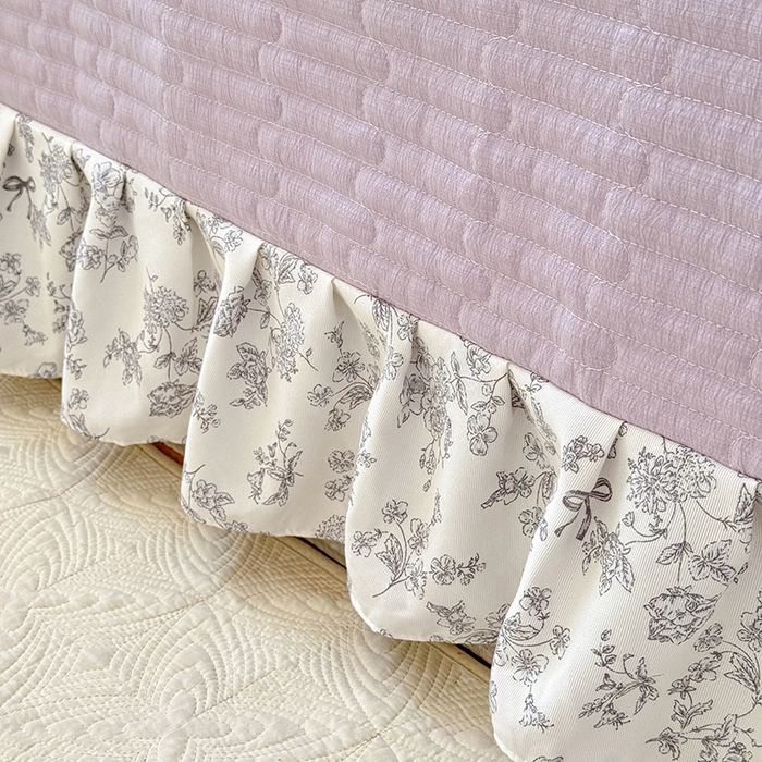 91家纺网 家纺一手货源 找家纺 韩约家纺 2025新款1皱皱纱花边夏被四件套 朝花夕拾