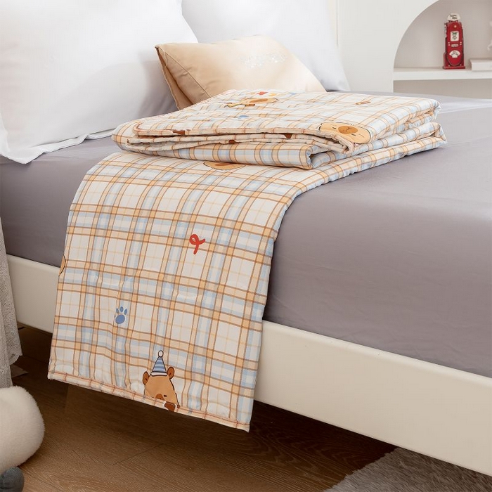 云玲时尚 2025新款水洗棉夏被波浪款包边夏凉被空调被 大头熊