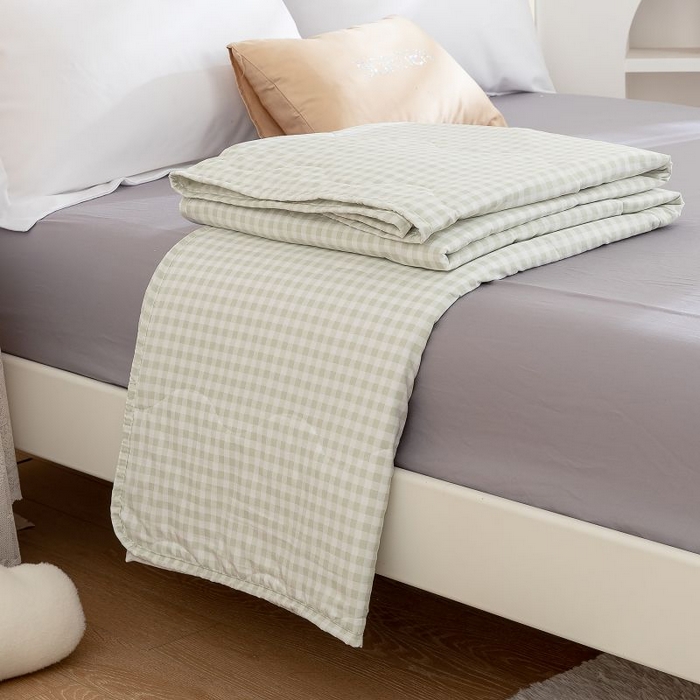 云玲时尚 2025新款水洗棉夏被波浪款包边夏凉被空调被 贝拉粉小格