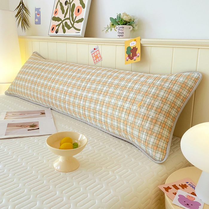 91家纺网 家纺一手货源 找家纺 芯宜佳 2025年新款A类乳胶凉感丝枕套 轻盈格-橙