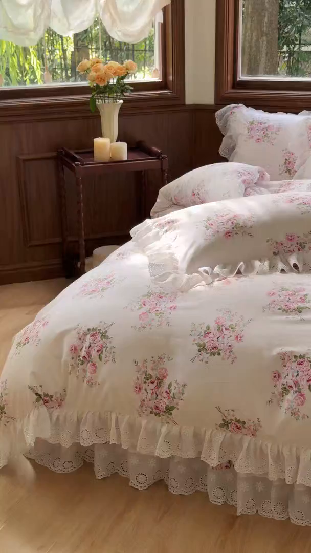 91家纺网 家纺一手货源 找家纺 （总）胜权家纺 2025新款春夏新款全棉法式花边床裙款四件套系列