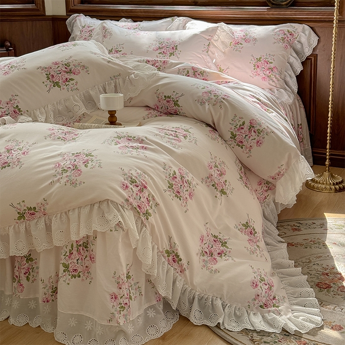 91家纺网 家纺一手货源 找家纺 （总）胜权家纺 2025新款全棉法式花边款单床裙