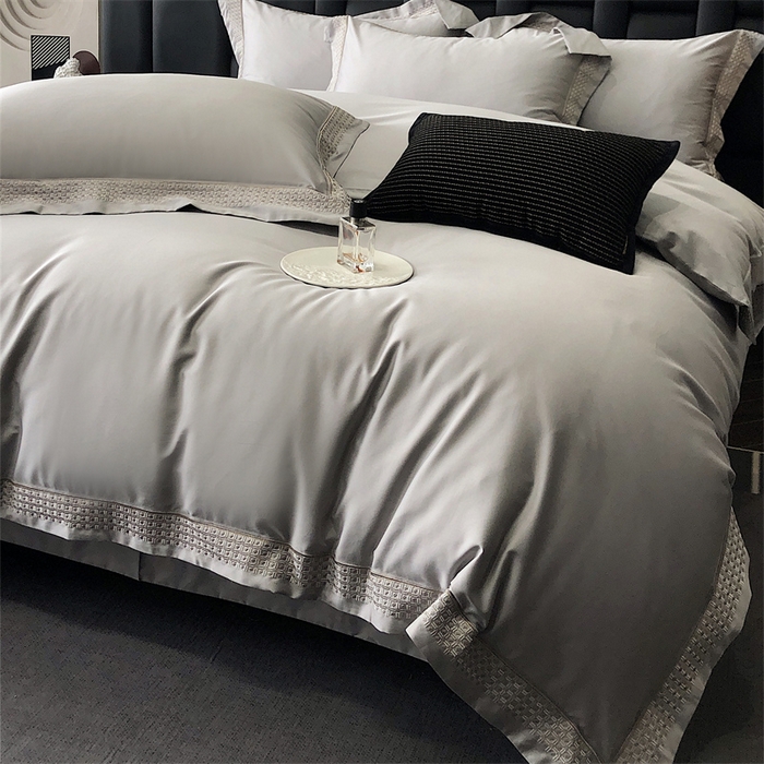 91家纺网 家纺一手货源 找家纺 保罗圣迪奥 2025新款100支长绒棉印花四件套-洛可可系列 洛可可-英伦灰