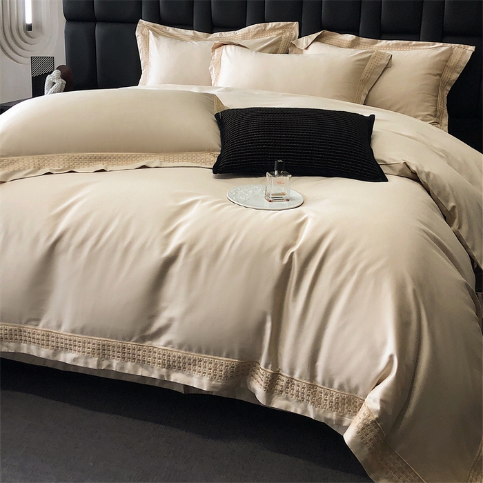 91家纺网 家纺一手货源 找家纺 保罗圣迪奥 2025新款100支长绒棉印花四件套-洛可可系列 洛可可-香槟金