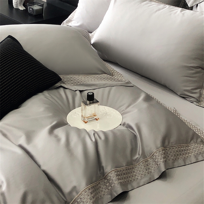 91家纺网 家纺一手货源 找家纺 保罗圣迪奥 2025新款100支长绒棉印花四件套-洛可可系列 洛可可-英伦灰