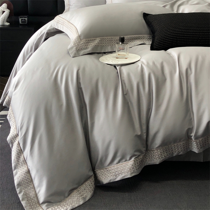 91家纺网 家纺一手货源 找家纺 保罗圣迪奥 2025新款100支长绒棉印花四件套-洛可可系列 洛可可-英伦灰