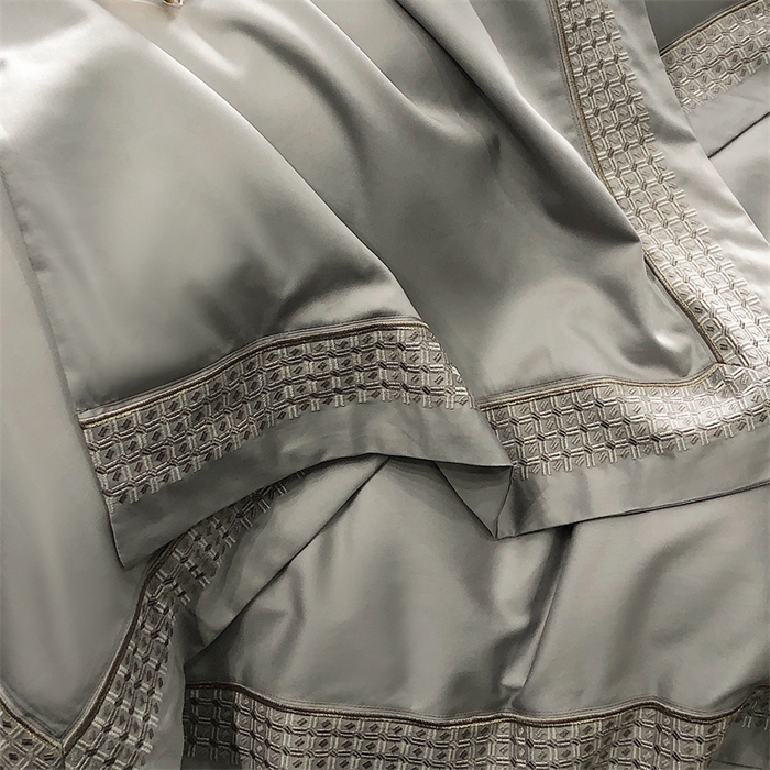 91家纺网 家纺一手货源 找家纺 保罗圣迪奥 2025新款100支长绒棉印花四件套-洛可可系列 洛可可-英伦灰