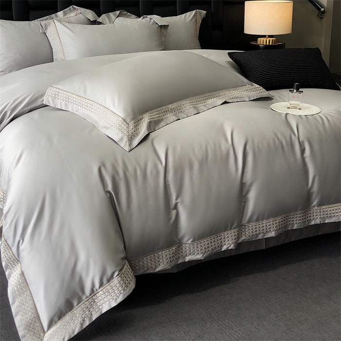 91家纺网 家纺一手货源 找家纺 保罗圣迪奥 2025新款100支长绒棉印花四件套-洛可可系列 洛可可-英伦灰