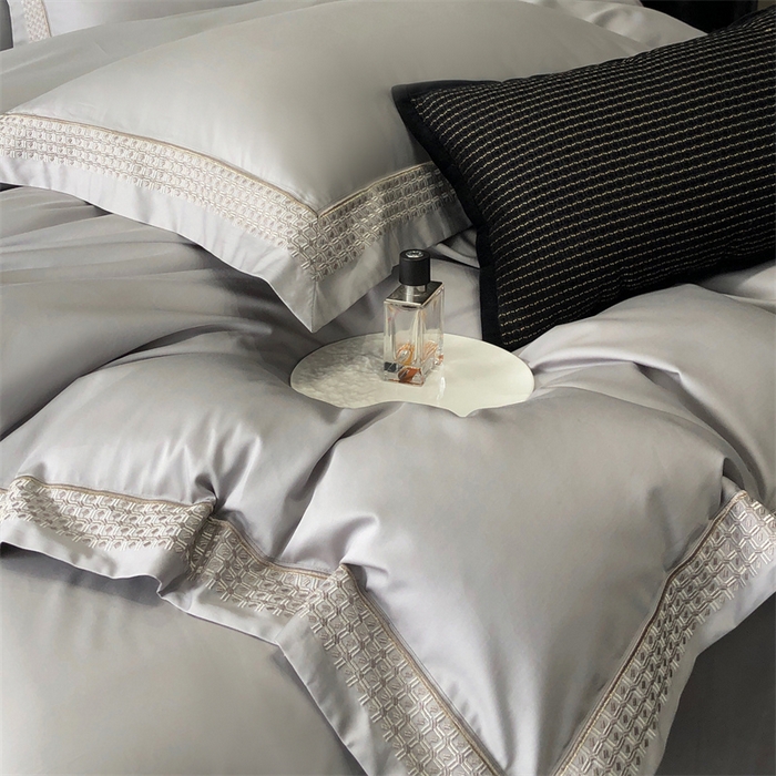 91家纺网 家纺一手货源 找家纺 保罗圣迪奥 2025新款100支长绒棉印花四件套-洛可可系列 洛可可-英伦灰