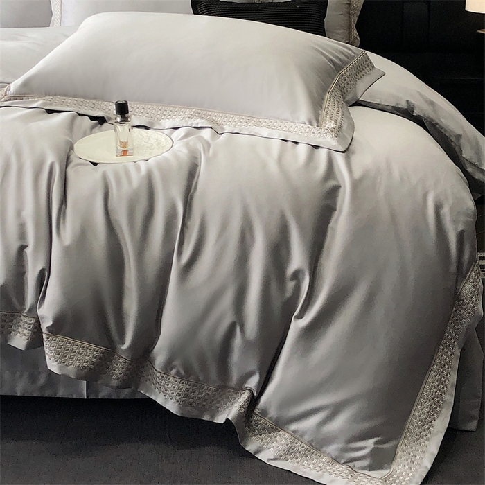 91家纺网 家纺一手货源 找家纺 保罗圣迪奥 2025新款100支长绒棉印花四件套-洛可可系列 洛可可-英伦灰