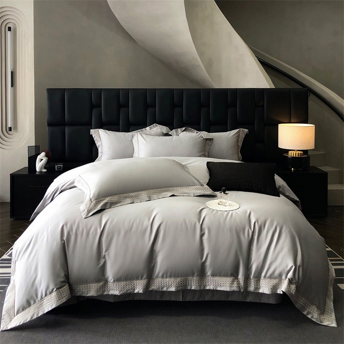 91家纺网 家纺一手货源 找家纺 保罗圣迪奥 2025新款100支长绒棉印花四件套-洛可可系列 洛可可-英伦灰