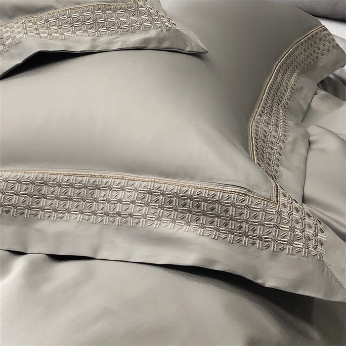 91家纺网 家纺一手货源 找家纺 保罗圣迪奥 2025新款100支长绒棉印花四件套-洛可可系列 洛可可-英伦灰