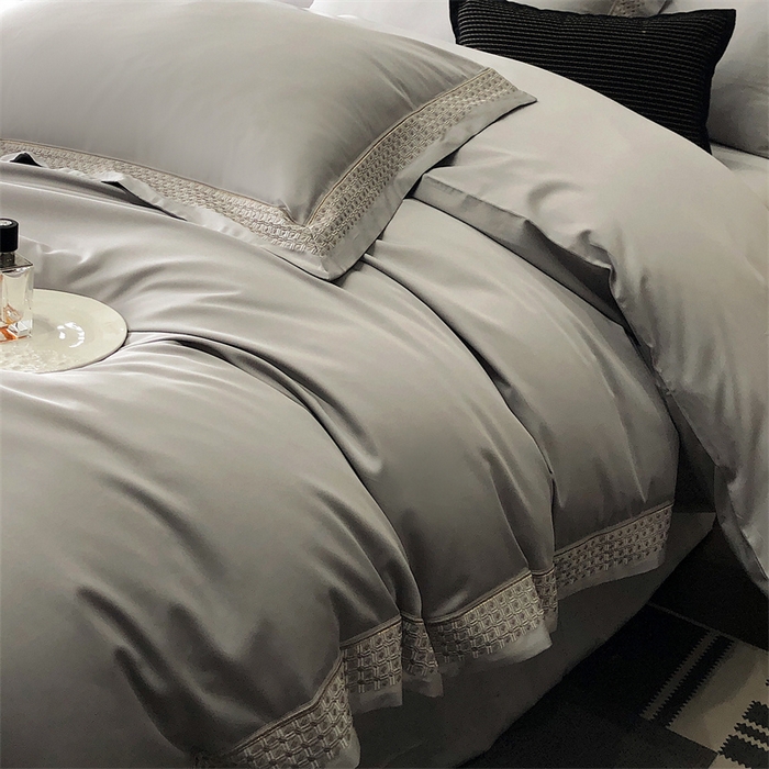 91家纺网 家纺一手货源 找家纺 保罗圣迪奥 2025新款100支长绒棉印花四件套-洛可可系列 洛可可-英伦灰