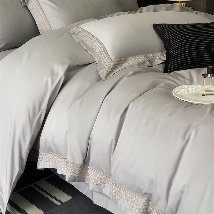 91家纺网 家纺一手货源 找家纺 保罗圣迪奥 2025新款100支长绒棉印花四件套-洛可可系列 洛可可-英伦灰