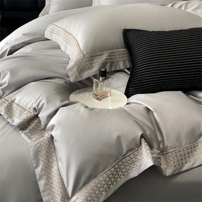 91家纺网 家纺一手货源 找家纺 保罗圣迪奥 2025新款100支长绒棉印花四件套-洛可可系列 洛可可-英伦灰