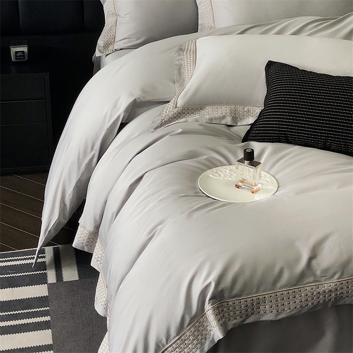 91家纺网 家纺一手货源 找家纺 保罗圣迪奥 2025新款100支长绒棉印花四件套-洛可可系列 洛可可-英伦灰