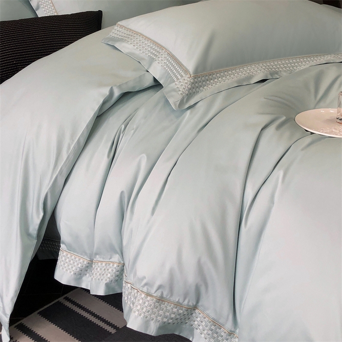 91家纺网 家纺一手货源 找家纺 保罗圣迪奥 2025新款100支长绒棉印花四件套-洛可可系列 洛可可-莫奈蓝