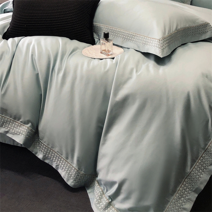 91家纺网 家纺一手货源 找家纺 保罗圣迪奥 2025新款100支长绒棉印花四件套-洛可可系列 洛可可-莫奈蓝