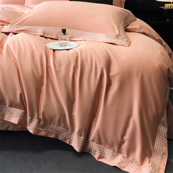 91家纺网 家纺一手货源 找家纺 保罗圣迪奥 2025新款100支长绒棉印花四件套-洛可可系列 洛可可-爱玛橙