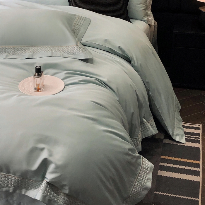 91家纺网 家纺一手货源 找家纺 保罗圣迪奥 2025新款100支长绒棉印花四件套-洛可可系列 洛可可-莫奈蓝