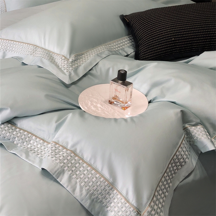 91家纺网 家纺一手货源 找家纺 保罗圣迪奥 2025新款100支长绒棉印花四件套-洛可可系列 洛可可-莫奈蓝